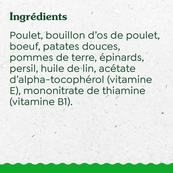 GREENIES(MC) GARNITURE DE REPAS Recette avec poulet, bœuf, patates douces, pommes de terre et épinards image 4