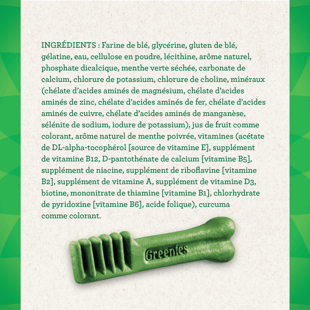 Gâteries dentaires pour chiens adultes GREENIES(MC) Frais petit format ingredients image