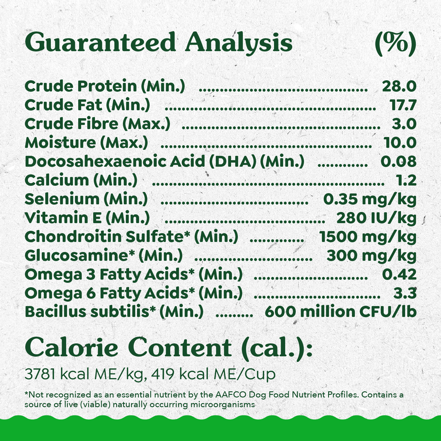 GREENIES SMART ESSENTIALS Puppy Real Chicken and Brown Rice Recipe guaranteed analysis image