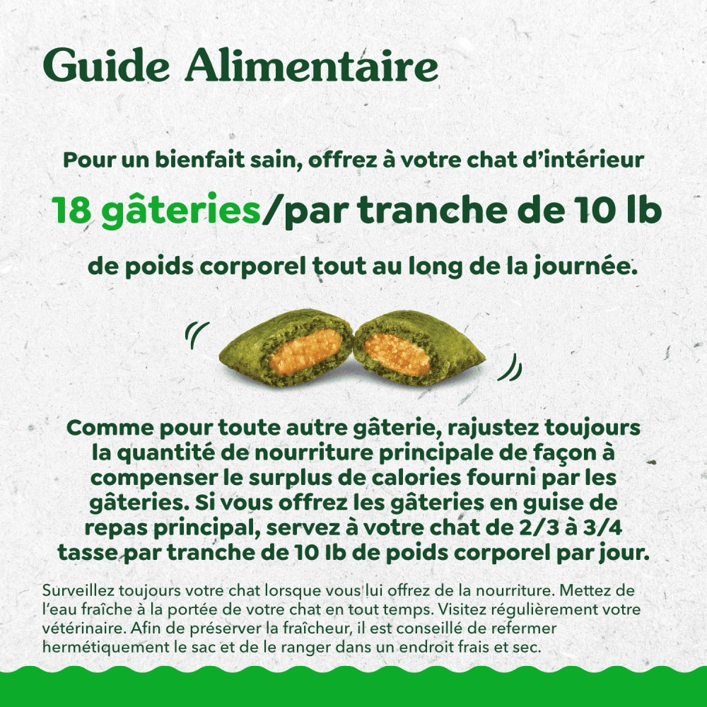 Gâteries pour chats adultes SMARTBITES Healthy Indoor saveur de poulet de la gamme FELINE GREENIES feeding guidelines image
