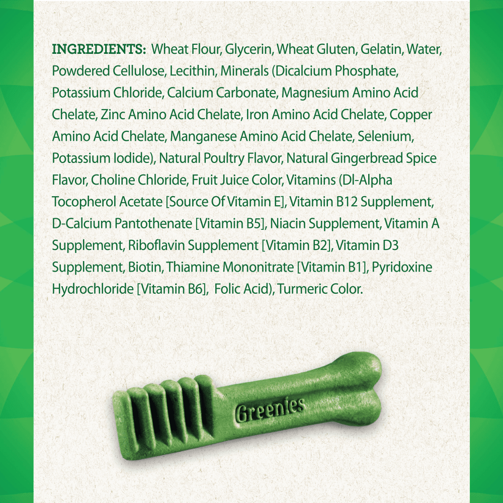GREENIES™ Gingerbread Flavour TEENIE Dental Dog Treats ingredients image