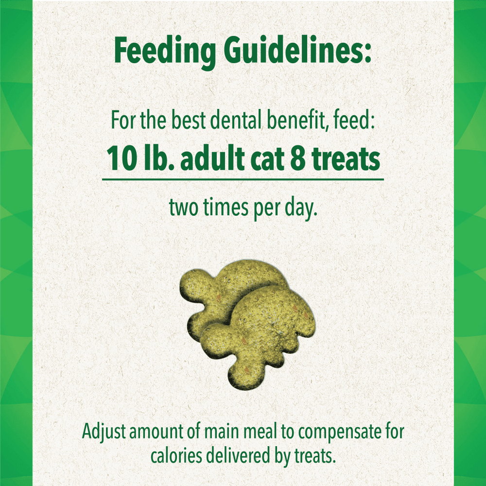 GREENIES™ FELINE Adult Dental Savory Salmon Flavour, Tub feeding guidelines image