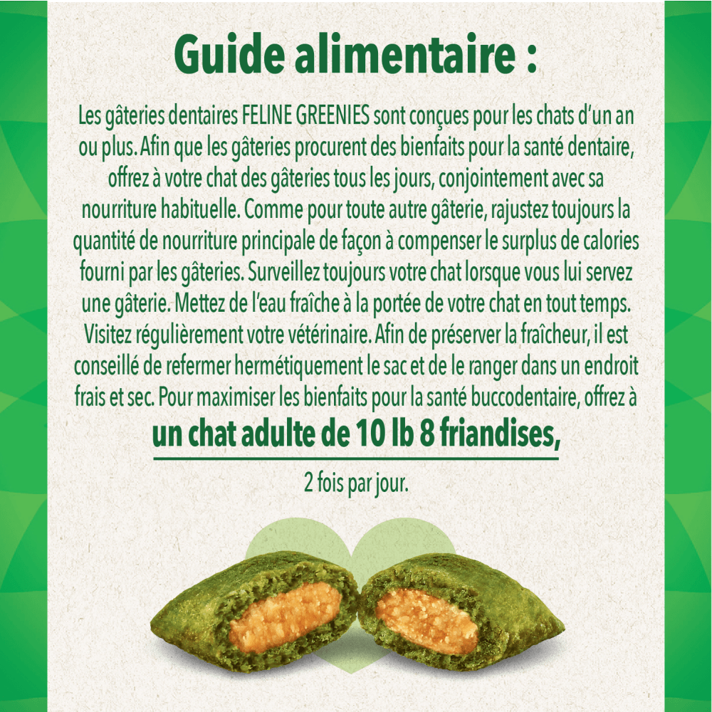 Gâteries dentaires pour chats adultes FELINE GREENIES(MC) saveur de poulet rôti au four feeding guidelines image