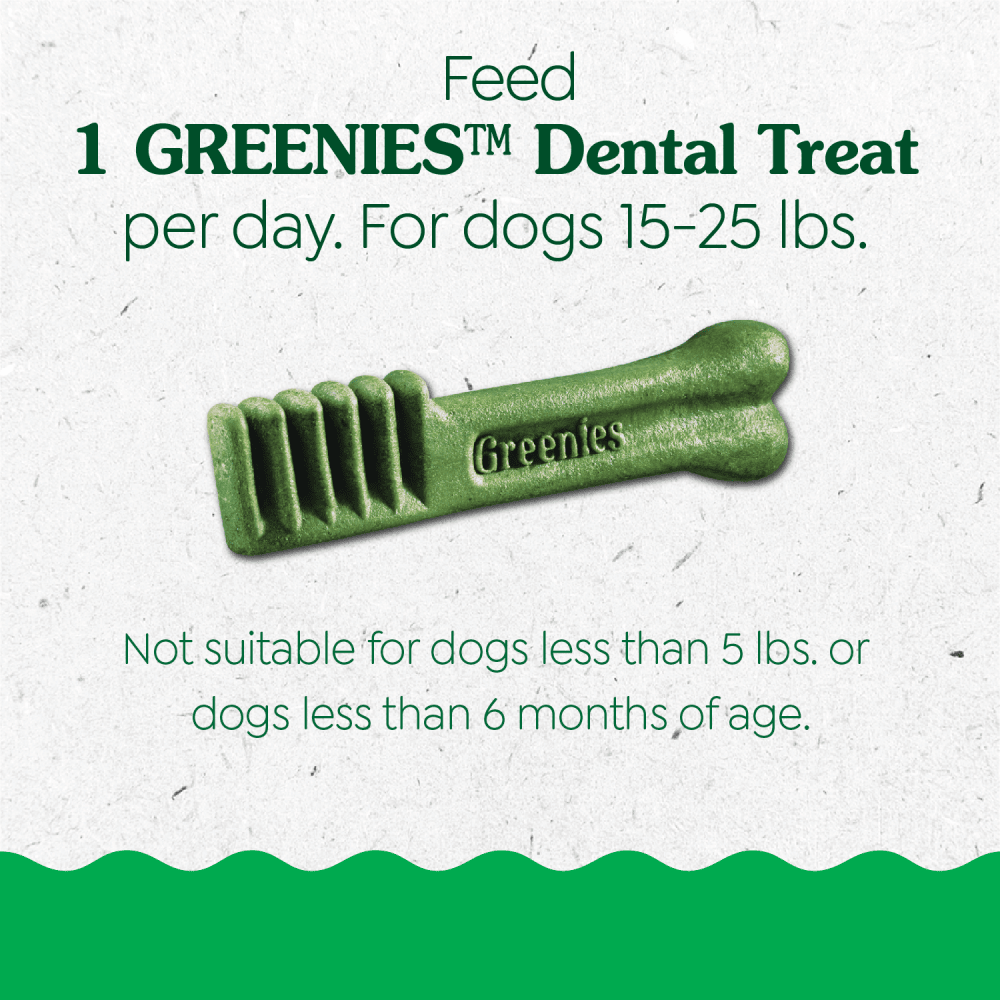 GREENIES™ Puppy Petite Dental Care Treats feeding guidelines image