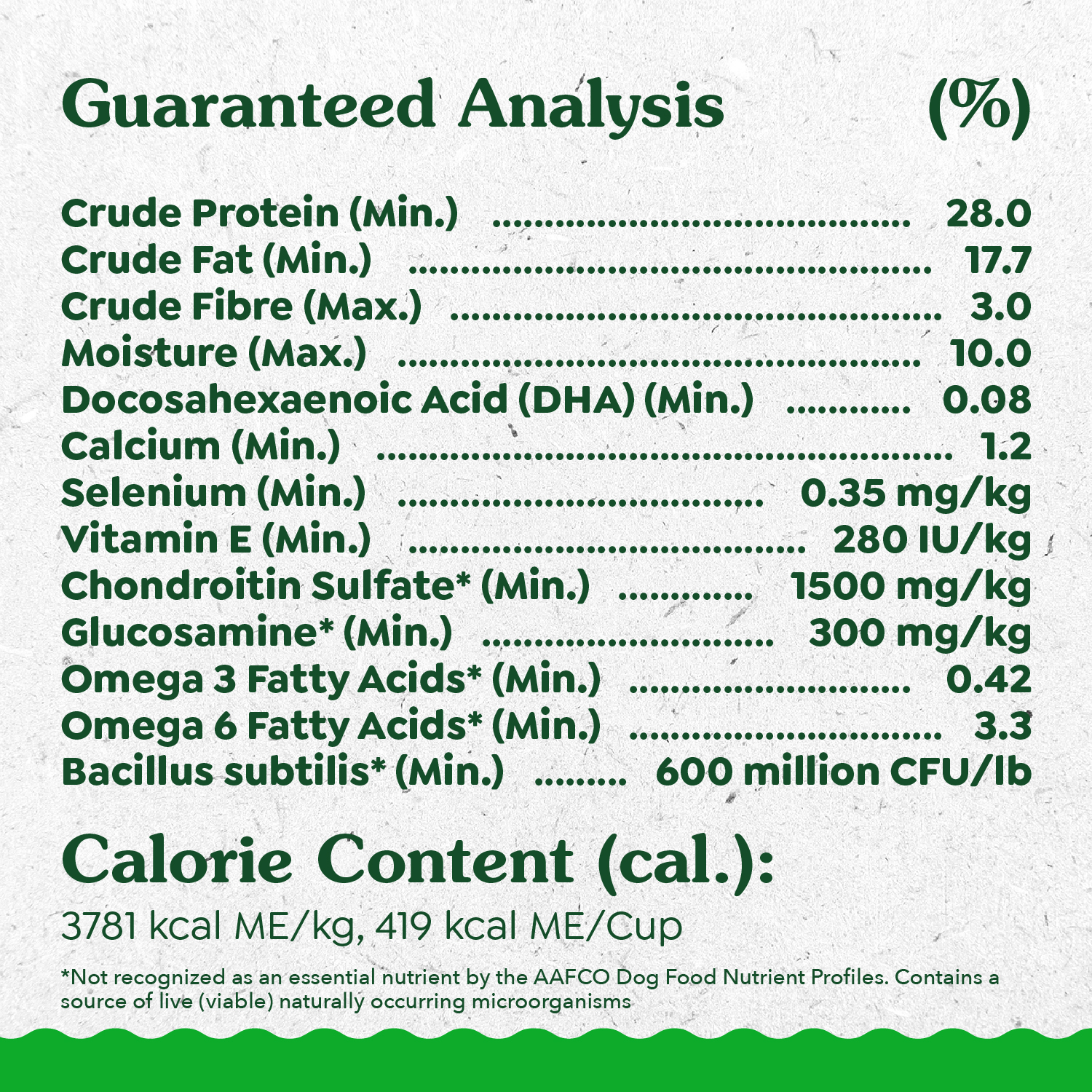 GREENIES SMART ESSENTIALS Puppy Real Chicken and Brown Rice Recipe guaranteed analysis image