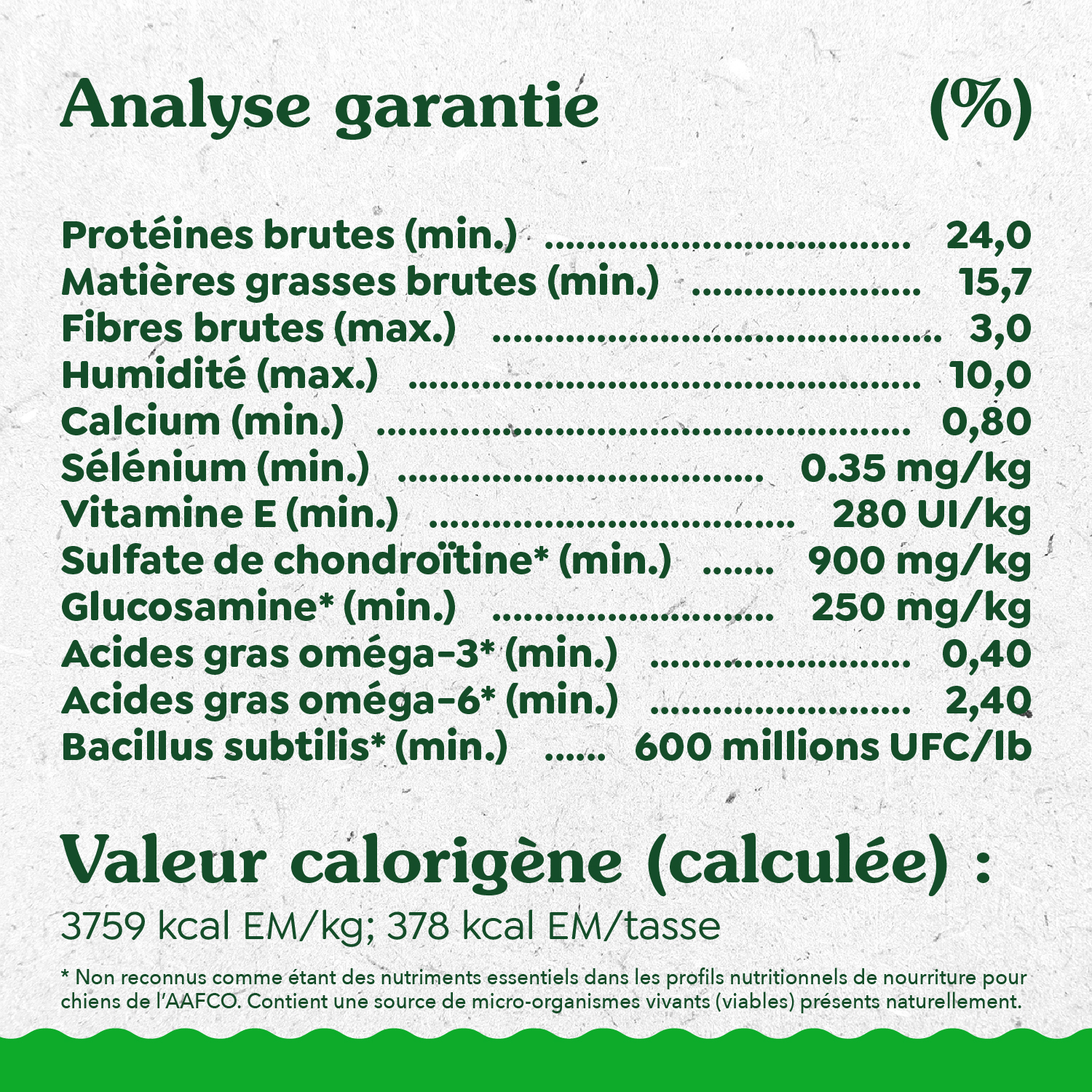 GREENIES ÉLÉMENTS ESSENTIELS digestion et peau sensibles – recette avec agneau véritable et riz brun guaranteed analysis image