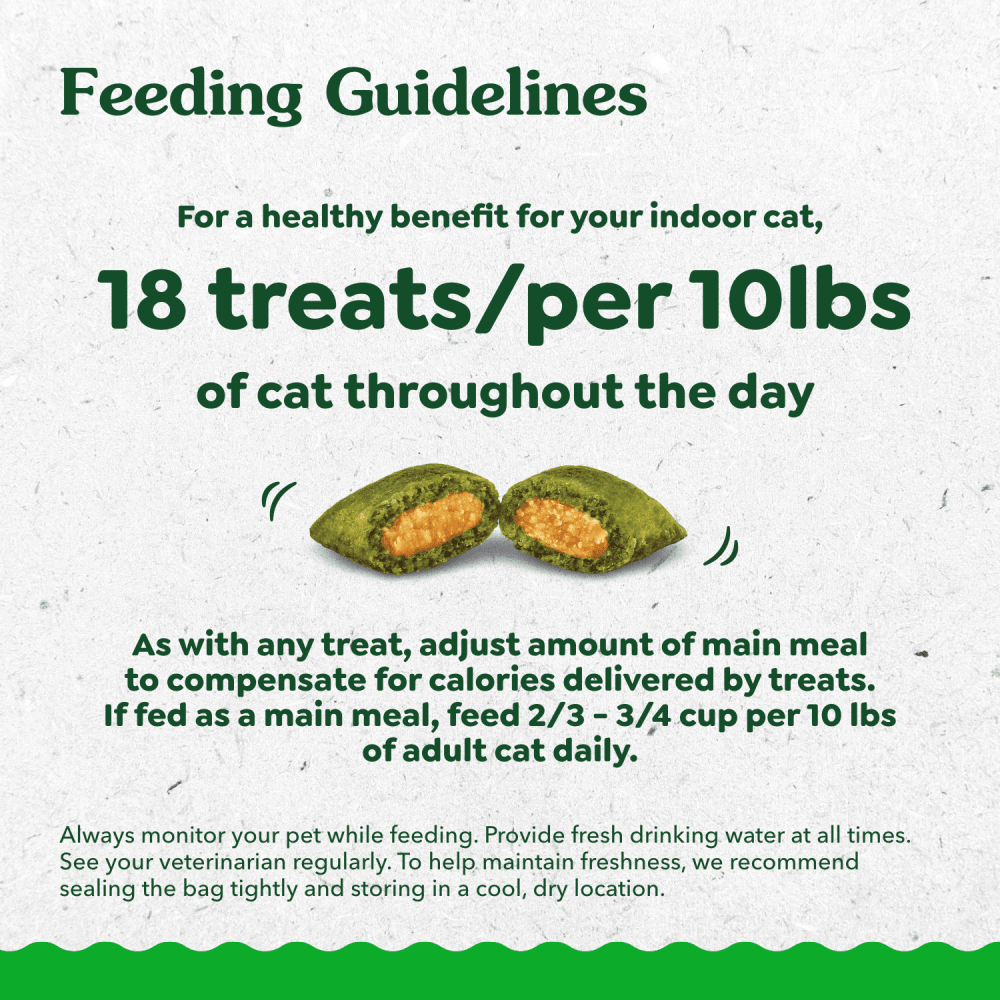 FELINE GREENIES™ SMARTBITES™ Healthy Indoor™ Adult Cat Treats Tuna Flavour feeding guidelines image