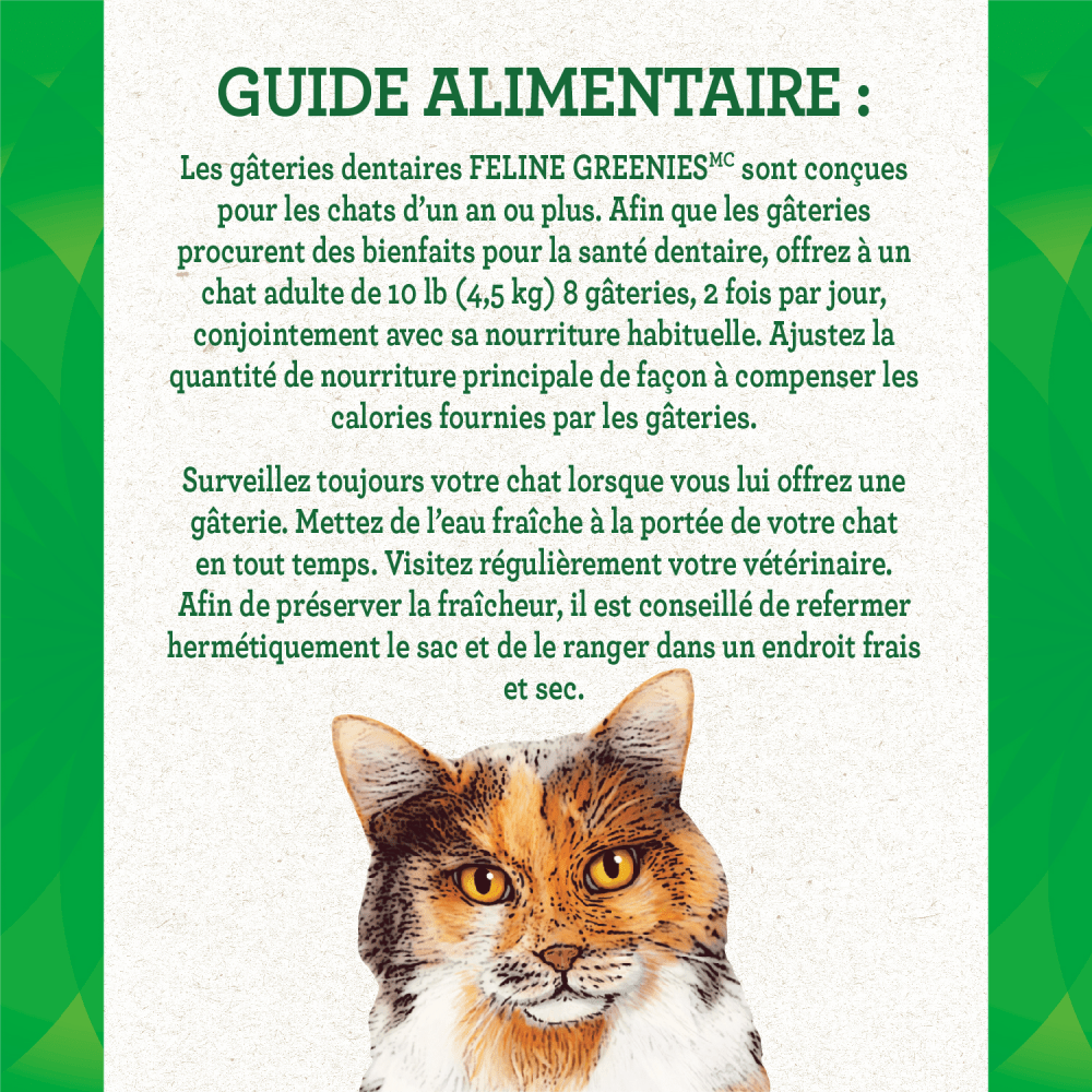 Gâteries dentaires pour chats adultes FELINE GREENIES(MC) saveur d'herbe à chat feeding guidelines image