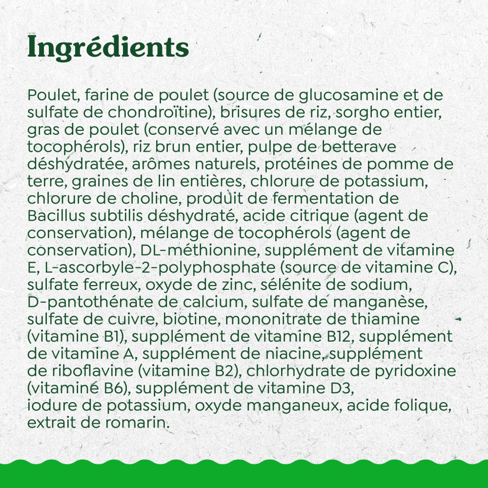 GREENIES ÉLÉMENTS ESSENTIELS pour chiens de petite race – recette avec poulet véritable et riz ingredients image