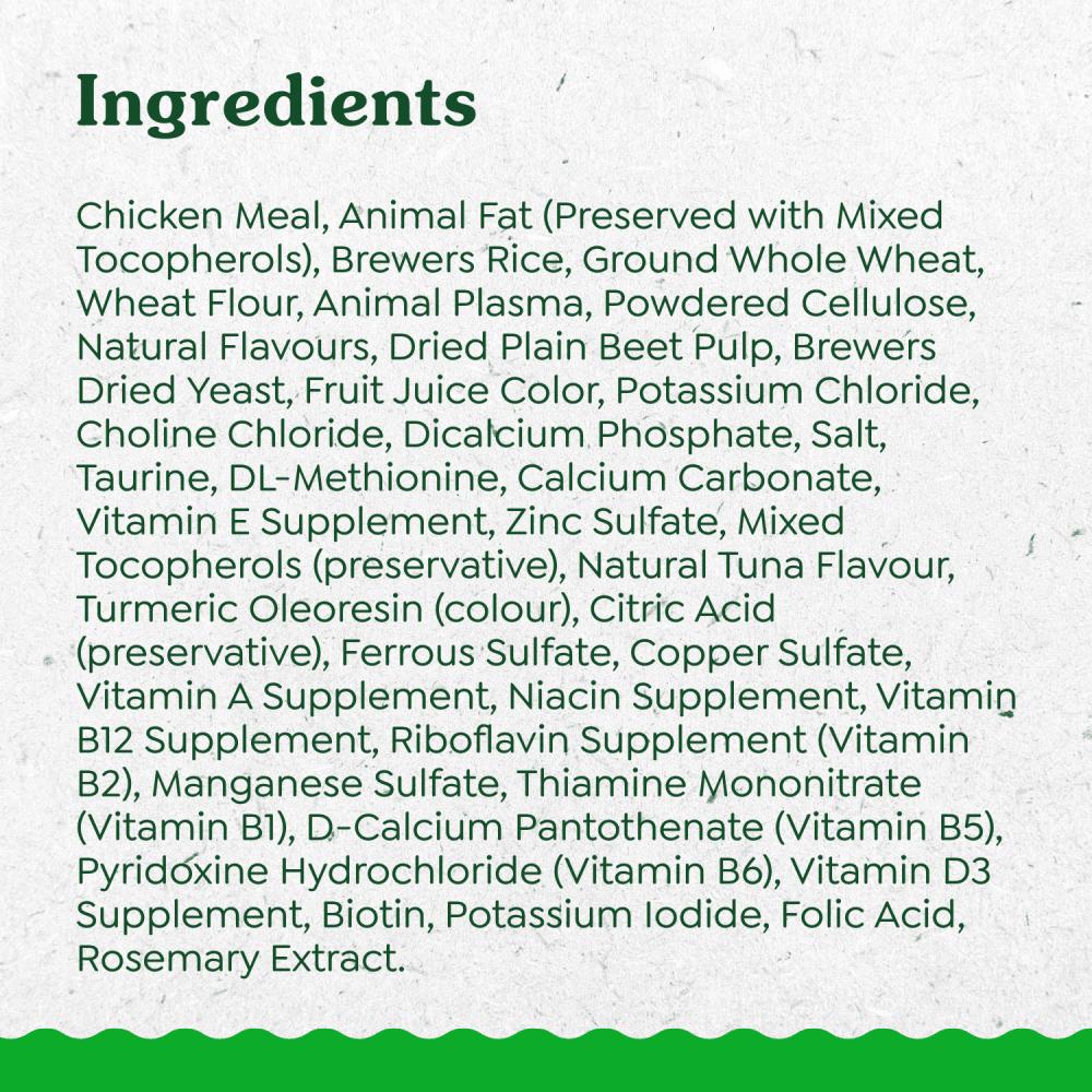 FELINE GREENIES™ SMARTBITES™ Healthy Indoor™ Adult Cat Treats Tuna Flavour ingredients image