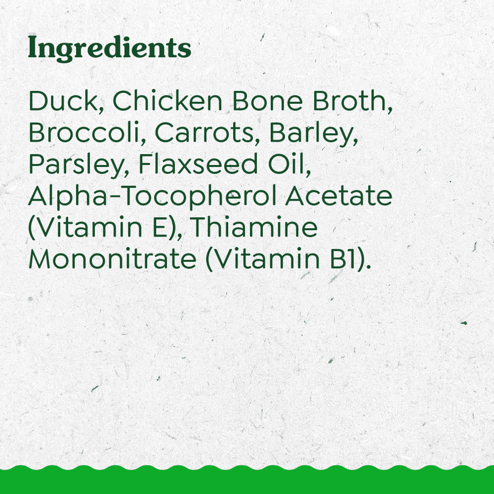 GREENIES™ SMART TOPPER Duck, Broccoli, Carrots & Barley Recipe ingredients image
