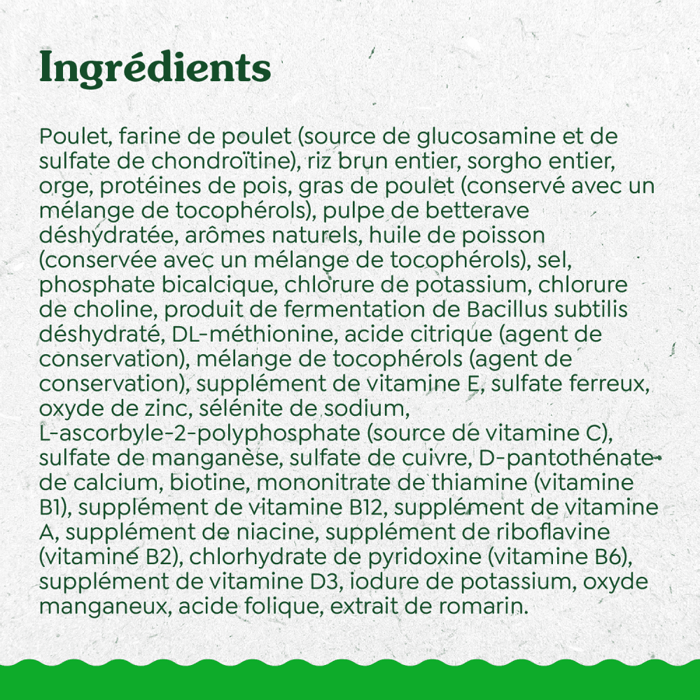 GREENIES ÉLÉMENTS ESSENTIELS pour chiots – recette avec poulet véritable et riz brun ingredients image