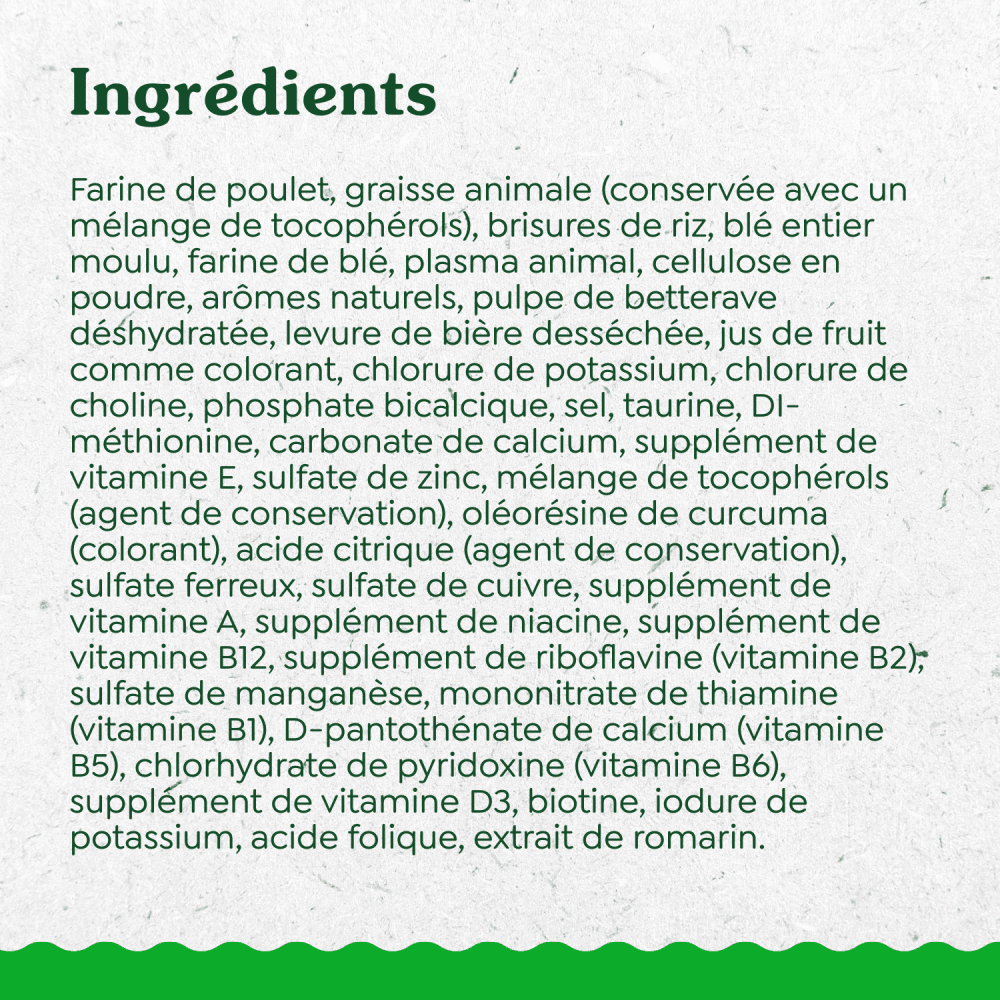 Gâteries pour chats adultes SMARTBITES Healthy Indoor saveur de poulet de la gamme FELINE GREENIES ingredients image