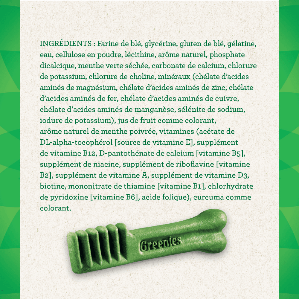 Gâteries dentaires pour chiens adultes GREENIES(MC) Frais format Teenie ingredients image