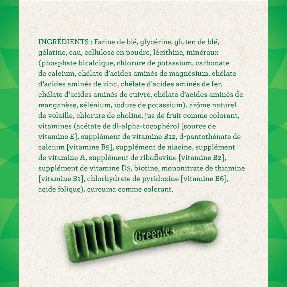 Gâteries dentaires pour chiens adultes GREENIES(MC) Original format moyen ingredients image