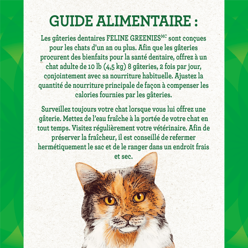 Gâteries dentaires pour chats adultes FELINE GREENIES(MC) saveur d'herbe à chat feeding guidelines image