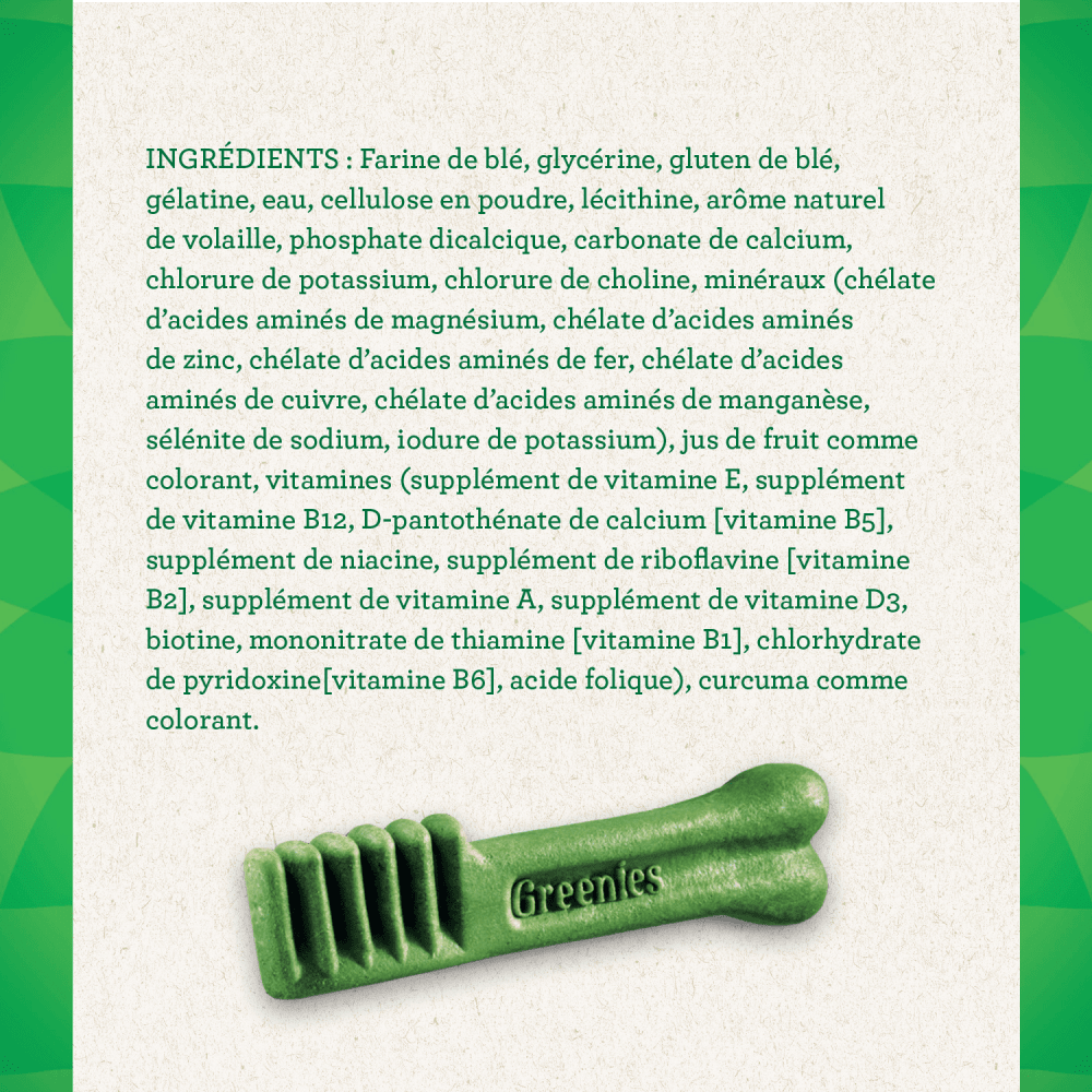 Gâteries dentaires pour chiens adultes GREENIES(MC) Original format moyen ingredients image
